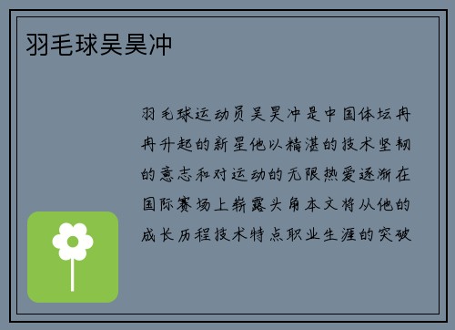 羽毛球吴昊冲